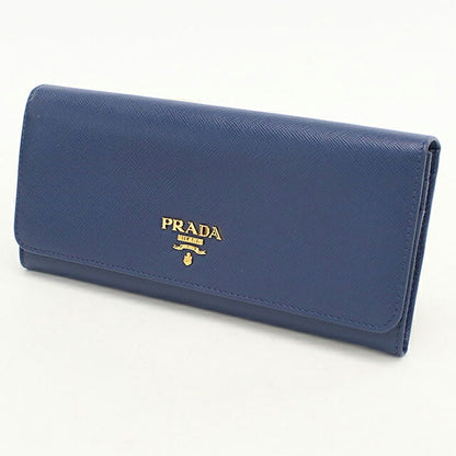 中古 プラダ 長財布二折 レディース ブランド PRADA  サフィアーノレザー レザー 1MH132 ブルー USDPR119898011