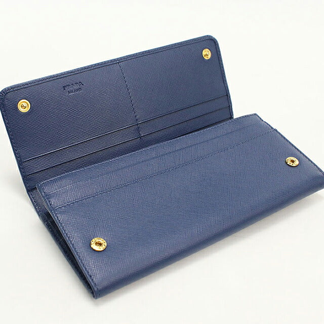 中古 プラダ 長財布二折 レディース ブランド PRADA  サフィアーノレザー レザー 1MH132 ブルー USDPR119898011