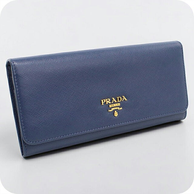 中古 プラダ 長財布二折 レディース ブランド PRADA  サフィアーノレザー レザー 1MH132 ブルー USDPR119898011