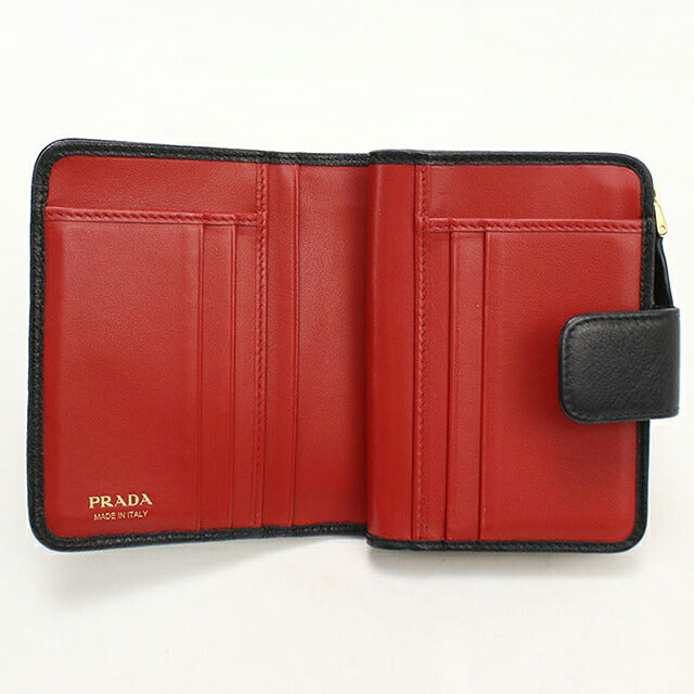 Unilagconsult Prada 財布赤黒 プラダ PRADA 財布 二つ折り レディース