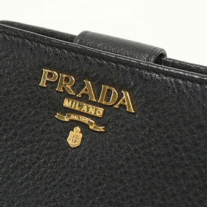 中古 プラダ 二つ折り財布 二折財布 コンパクト レディース ブランド PRADA ダイノ カラー  レザー 1ML018 ブラック USDPR119904011