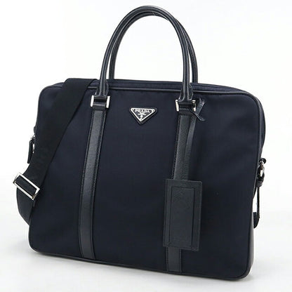 中古 プラダ ブリーフケース メンズ ブランド PRADA  2WAY レザー 2VE368 ネイビー USDPR120032011