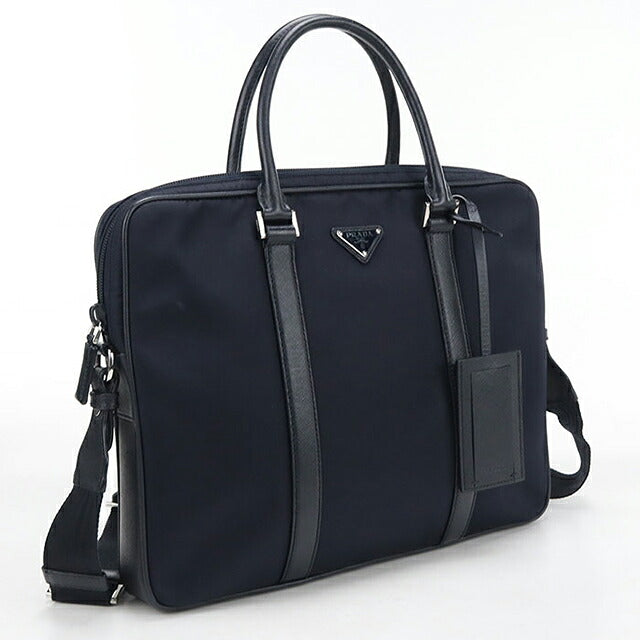 中古 プラダ ブリーフケース メンズ ブランド PRADA  2WAY レザー 2VE368 ネイビー USDPR120032011