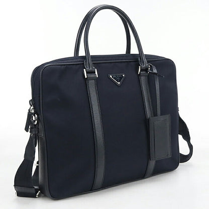 中古 プラダ ブリーフケース メンズ ブランド PRADA  2WAY レザー 2VE368 ネイビー USDPR120032011