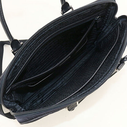 中古 プラダ ブリーフケース メンズ ブランド PRADA  2WAY レザー 2VE368 ネイビー USDPR120032011