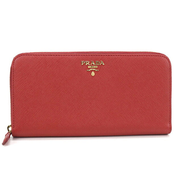 中古 プラダ 長財布ラウンドファスナー レディース ブランド PRADA サフィアーノレザー ジップアラウンド長財布 レザー 1ML506 レッド USDPR120096011