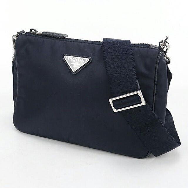 中古 プラダ 斜め掛け ショルダーバッグ メンズ ブランド PRADA Re-NYLON ショルダーバッグ 2VH113 ネイビー USDPR120102011