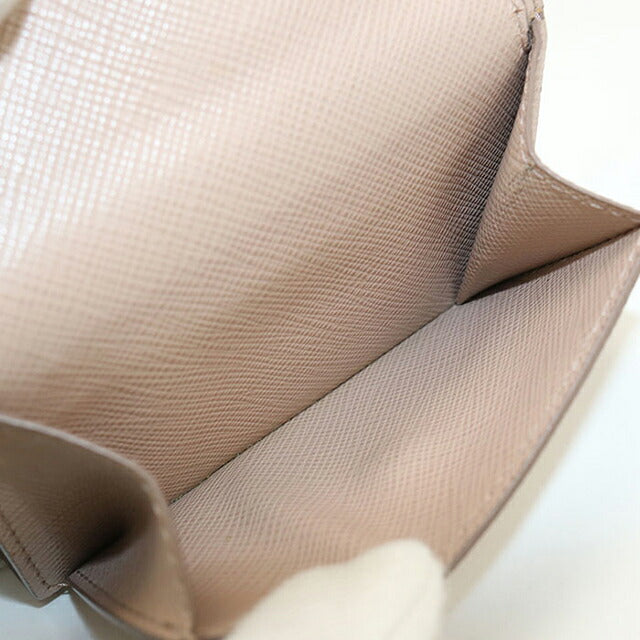 中古 プラダ 三つ折り財布 三折財布 コンパクト レディース ブランド PRADA サフィアーノレザー  1MH021 ベージュ USDPR120196011