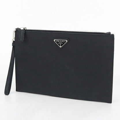 中古 プラダ クラッチバッグ メンズ ブランド PRADA サフィアーノレザー  ブラック USDPR120302011
