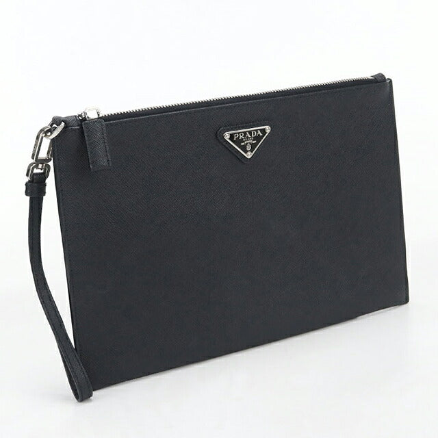 中古 プラダ クラッチバッグ メンズ ブランド PRADA サフィアーノレザー  ブラック USDPR120302011