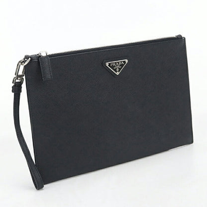 中古 プラダ クラッチバッグ メンズ ブランド PRADA サフィアーノレザー  ブラック USDPR120302011