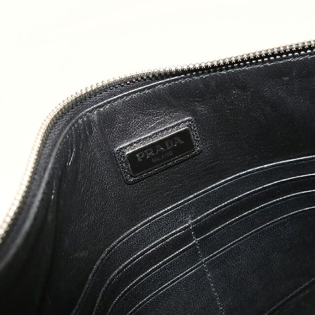 中古 プラダ クラッチバッグ メンズ ブランド PRADA サフィアーノレザー  ブラック USDPR120302011