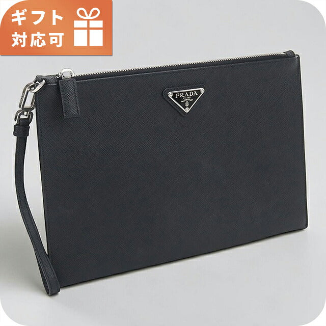 中古 プラダ クラッチバッグ メンズ ブランド PRADA サフィアーノレザー  ブラック USDPR120302011