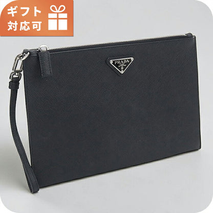 中古 プラダ クラッチバッグ メンズ ブランド PRADA サフィアーノレザー  ブラック USDPR120302011