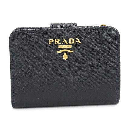 中古 プラダ 二つ折り財布 二折財布 コンパクト レディース ブランド PRADA  サフィアーノレザー 1ML018 ブラック USDPR120329011