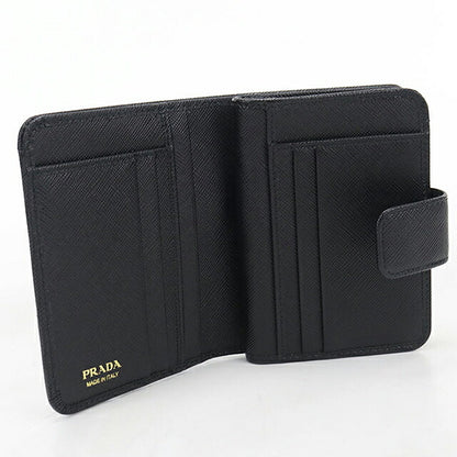 中古 プラダ 二つ折り財布 二折財布 コンパクト レディース ブランド PRADA  サフィアーノレザー 1ML018 ブラック USDPR120329011