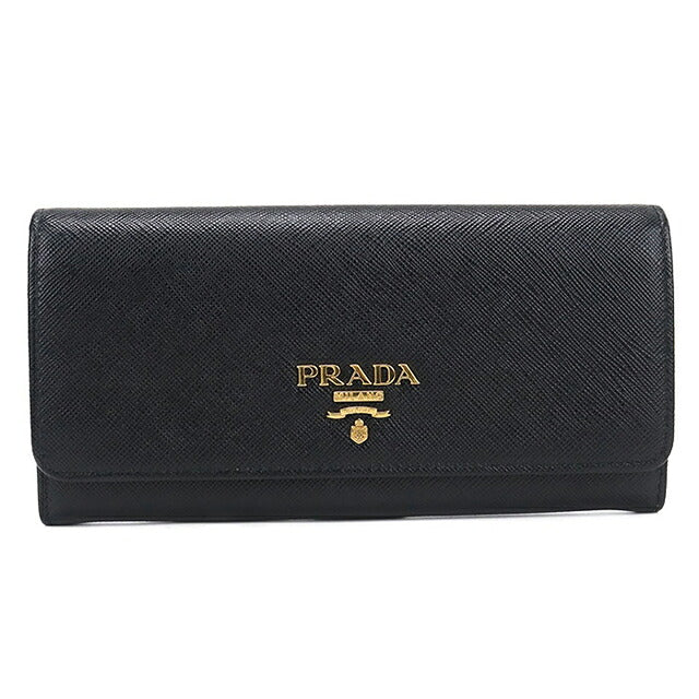 中古 プラダ 長財布二折 レディース ブランド PRADA  サフィアーノレザー財布 1MH132 ブラック USDPR120446011