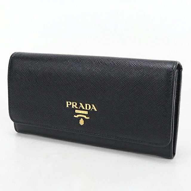 中古 プラダ 長財布二折 レディース ブランド PRADA  サフィアーノレザー財布 1MH132 ブラック USDPR120446011
