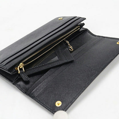 中古 プラダ 長財布二折 レディース ブランド PRADA  サフィアーノレザー財布 1MH132 ブラック USDPR120446011