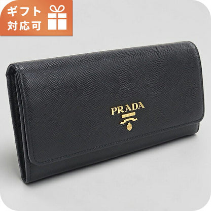 中古 プラダ 長財布二折 レディース ブランド PRADA  サフィアーノレザー財布 1MH132 ブラック USDPR120446011