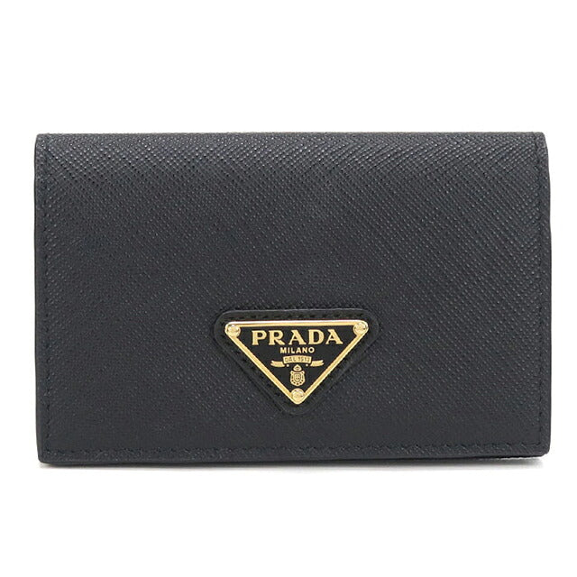 中古 プラダ 名刺入れ レディース ブランド PRADA サフィアーノトライアングル カードケース 1MC110 ブラック USDPR120447011