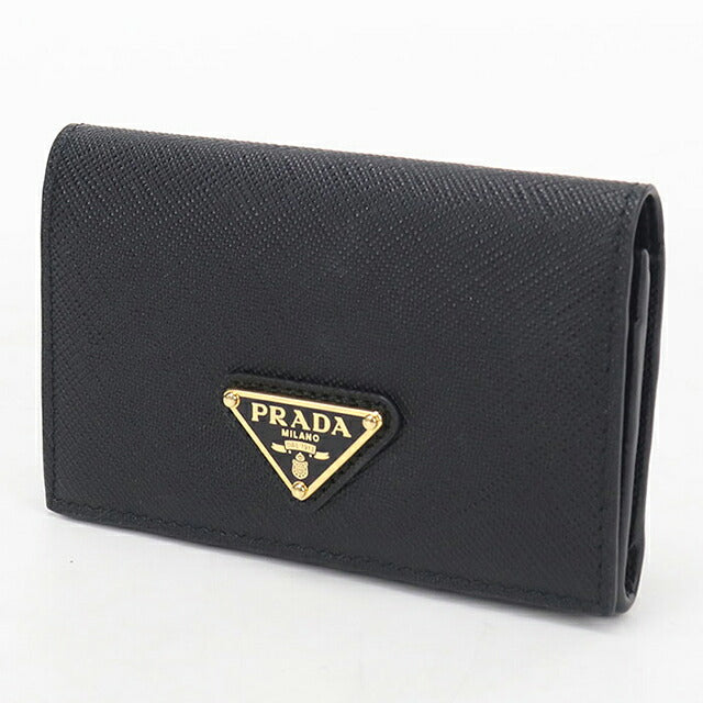 中古 プラダ 名刺入れ レディース ブランド PRADA サフィアーノトライアングル カードケース 1MC110 ブラック USDPR120447011