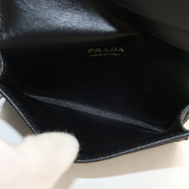 中古 プラダ 名刺入れ レディース ブランド PRADA サフィアーノトライアングル カードケース 1MC110 ブラック USDPR120447011