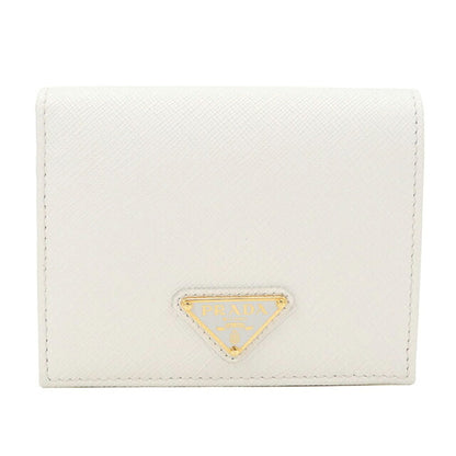 中古 プラダ 二つ折り財布 二折財布 コンパクト レディース ブランド PRADA  サフィアーノトライアングル財布 1MV204 ホワイト USDPR120451011