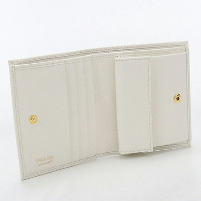 中古 プラダ 二つ折り財布 二折財布 コンパクト レディース ブランド PRADA  サフィアーノトライアングル財布 1MV204 ホワイト USDPR120451011