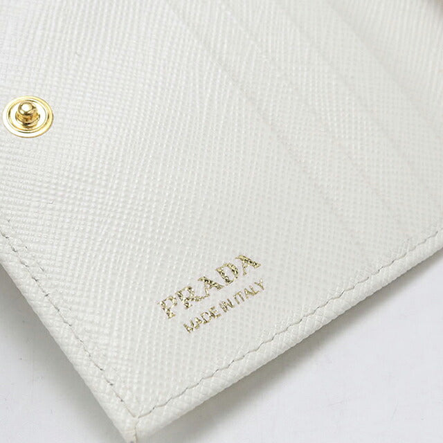 中古 プラダ 二つ折り財布 二折財布 コンパクト レディース ブランド PRADA  サフィアーノトライアングル財布 1MV204 ホワイト USDPR120451011
