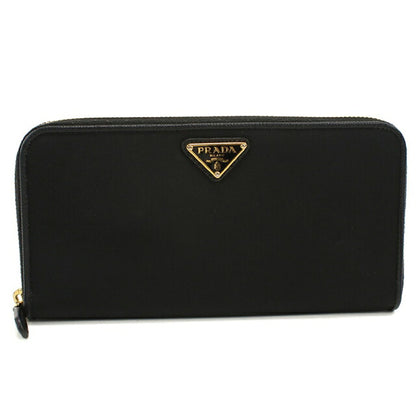 Used Prada long wallet round zipper ladies brand PRADA triangle logo 1ML506 black USDPR120501011