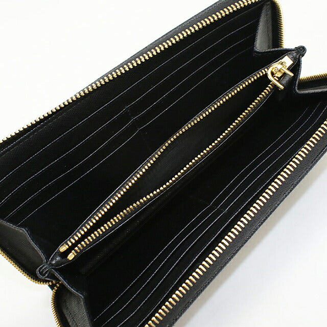 Used Prada long wallet round zipper ladies brand PRADA triangle logo 1ML506 black USDPR120501011