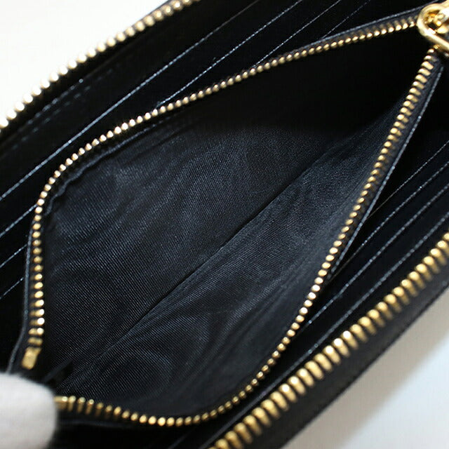 Used Prada long wallet round zipper ladies brand PRADA triangle logo 1ML506 black USDPR120501011