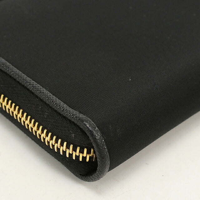Used Prada long wallet round zipper ladies brand PRADA triangle logo 1ML506 black USDPR120501011
