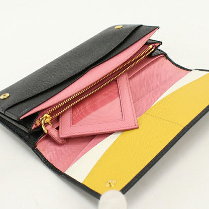 Used Prada long wallet bi-fold ladies brand PRADA Saffiano multicolor 1MH132 black USDPR120516011