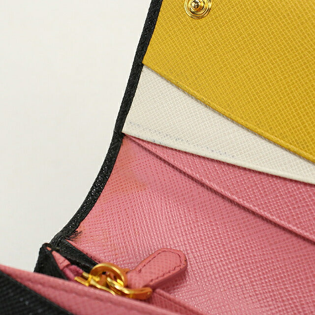 Used Prada long wallet bi-fold ladies brand PRADA Saffiano multicolor 1MH132 black USDPR120516011