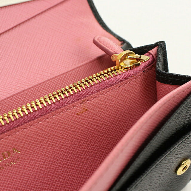 Used Prada long wallet bi-fold ladies brand PRADA Saffiano multicolor 1MH132 black USDPR120516011