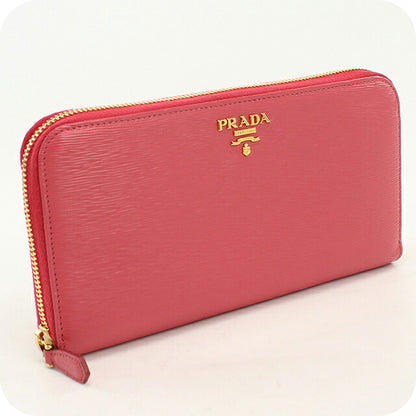 中古 プラダ 長財布ラウンドファスナー レディース ブランド PRADA ヴィッテロムーブ  1ML506 2EZZ F0505 ピンク USDPR120536011
