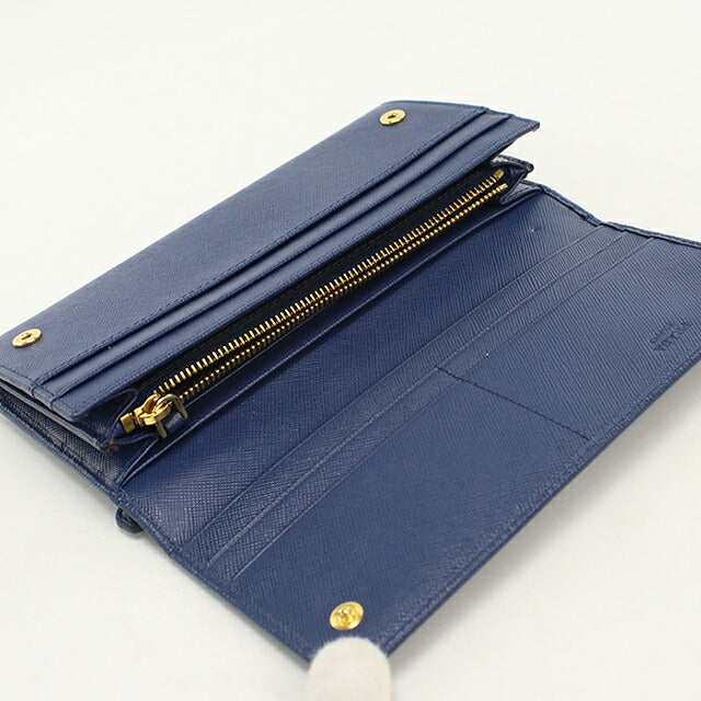 Used Prada long wallet bi-fold ladies brand PRADA triangle logo saffiano leather 1M11132 navy USDPR120582011