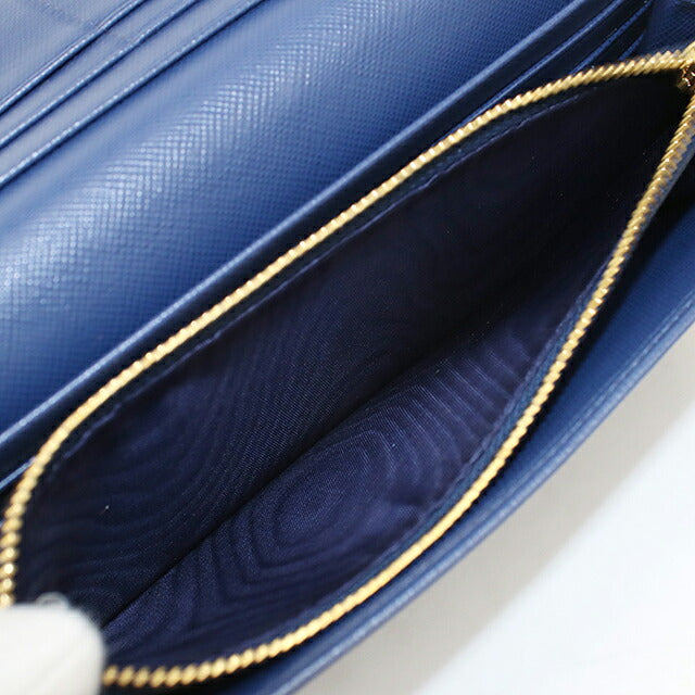 Used Prada long wallet bi-fold ladies brand PRADA triangle logo saffiano leather 1M11132 navy USDPR120582011