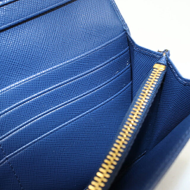 Used Prada long wallet bi-fold ladies brand PRADA triangle logo saffiano leather 1M11132 navy USDPR120582011