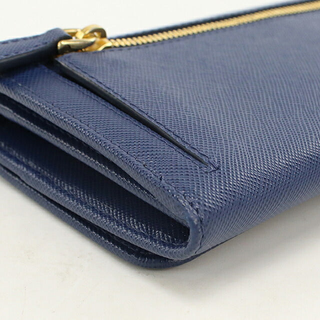 Used Prada long wallet bi-fold ladies brand PRADA triangle logo saffiano leather 1M11132 navy USDPR120582011
