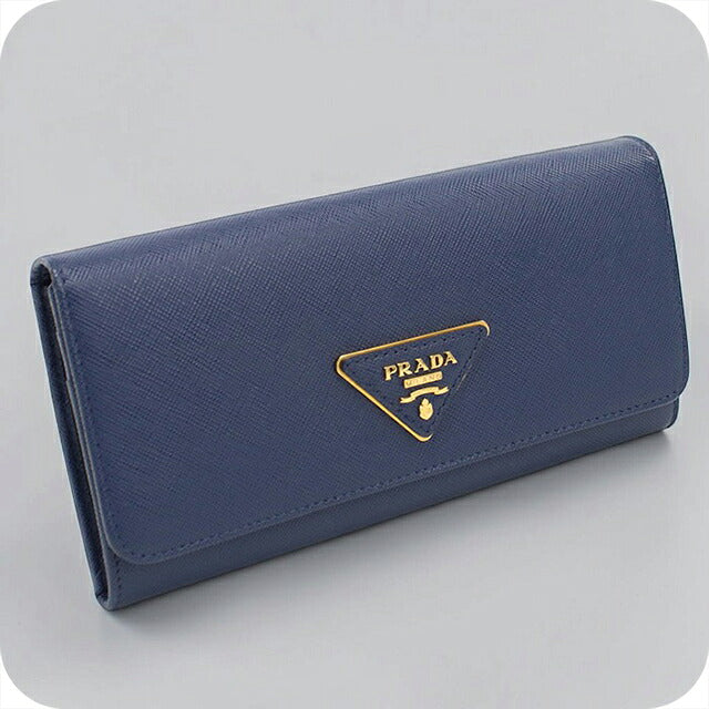 Used Prada long wallet bi-fold ladies brand PRADA triangle logo saffiano leather 1M11132 navy USDPR120582011