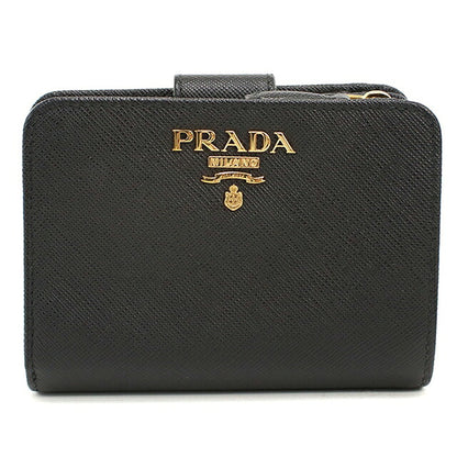 中古 プラダ 二つ折り財布 二折財布 コンパクト レディース ブランド PRADA  サフィアーノマルチカラー 1ML018 ブラック USDPR120631011