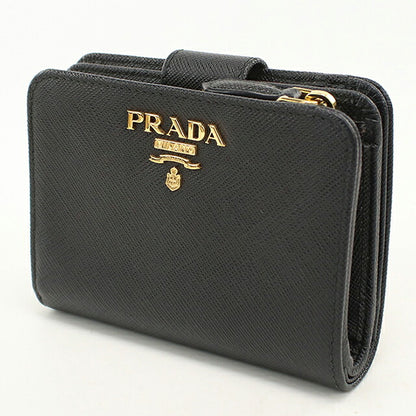 中古 プラダ 二つ折り財布 二折財布 コンパクト レディース ブランド PRADA  サフィアーノマルチカラー 1ML018 ブラック USDPR120631011