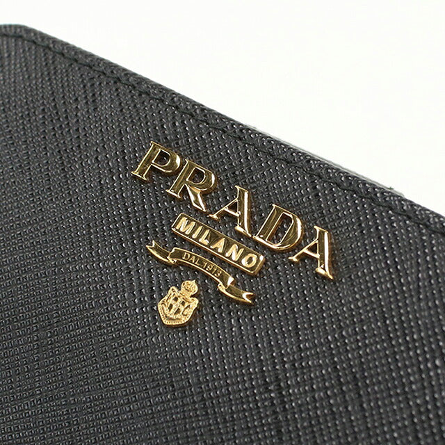中古 プラダ 二つ折り財布 二折財布 コンパクト レディース ブランド PRADA  サフィアーノマルチカラー 1ML018 ブラック USDPR120631011