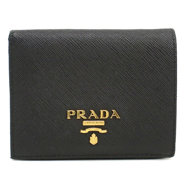Used Prada Bifold Wallet Bifold Wallet Compact Ladies Brand PRADA Saffiano Leather 1MV204 Black USDPR120632011