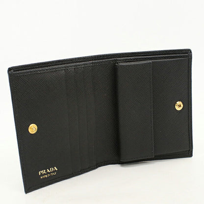 Used Prada Bifold Wallet Bifold Wallet Compact Ladies Brand PRADA Saffiano Leather 1MV204 Black USDPR120632011