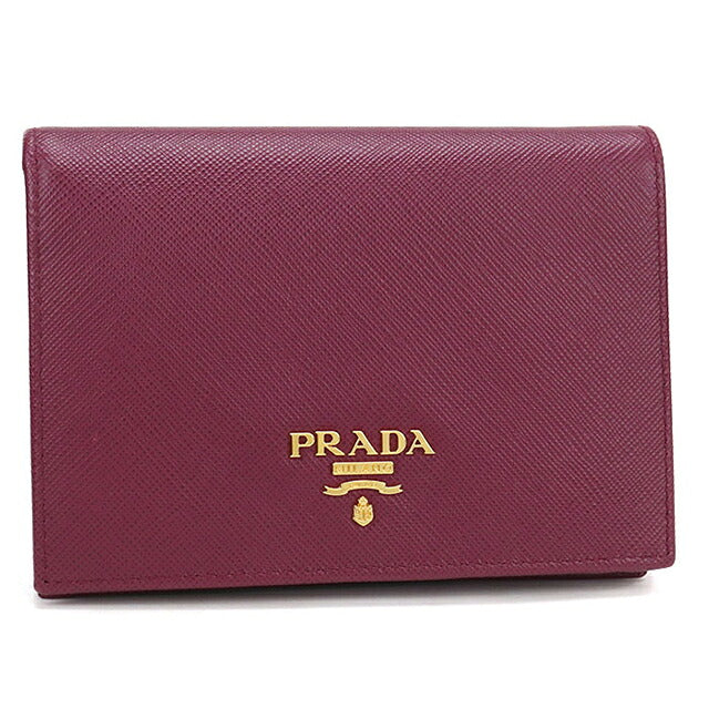 二手 Prada 双折钱包 双折钱包 紧凑型女士品牌 PRADA Saffiano 皮革 1M0668 紫色 USDPR120720011