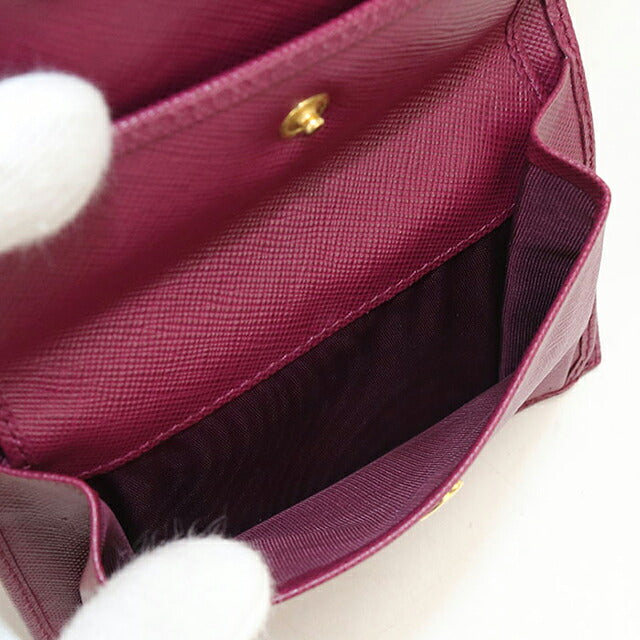 Used Prada Bifold Wallet Bifold Wallet Compact Ladies Brand PRADA Saffiano Leather 1M0668 Purple USDPR120720011